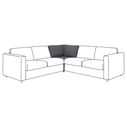 VIMLE sectional sofa, l-shaped, white and gray, modern design, three cushions.