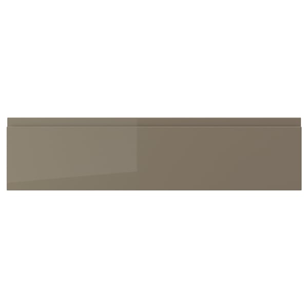 VOXTORP drawer front, high-gloss dark grey-brown, smooth, rectangular with integrated handle.