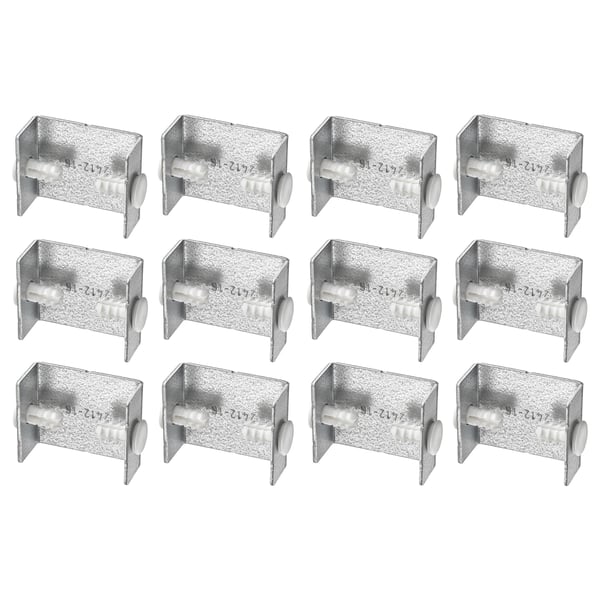 Двенадцать металлических зажимов EKET, серебристые.