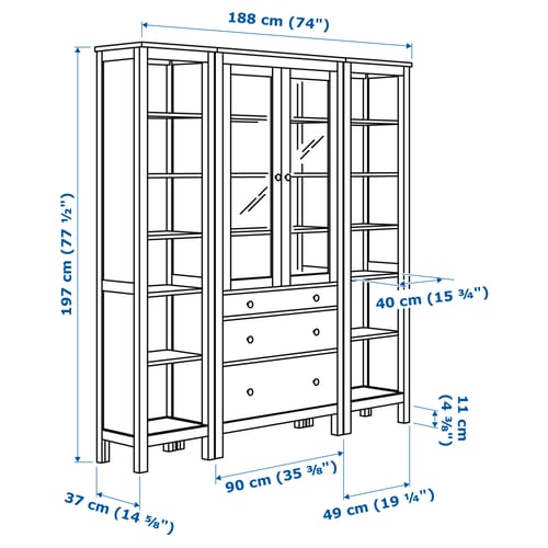 Иллюстрация с размерами для товара: HEMNES.