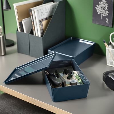 KUGGIS Контейнер, черно-синий, 18x26x8 см