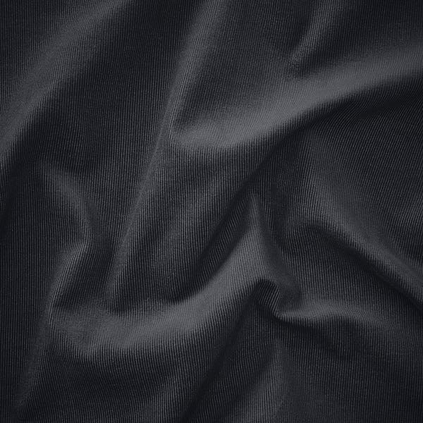 Крупный план чёрной ткани саксемара из хлопка и полиэстера, демонстрирующий её текстуру и качество.