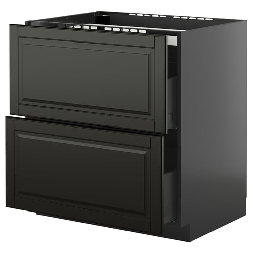 Черный кухонный гарнитур ikea METOD с 2 ящиками