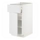 Белый кухонный шкаф ikea METOD, прямоугольной формы с одним открытым ящиком.