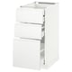 Белый кухонный шкаф ikea METOD с тремя открытыми ящиками, лаконичный минималистичный дизайн.