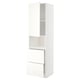 Белый кухонный шкаф ikea METOD с высокой полкой и двумя ящиками. Он имеет современный дизайн и изготовлен из ДСП и стали.