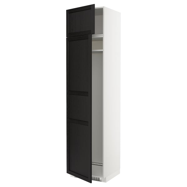 Белый кухонный шкаф ikea METOD, черная деревянная дверца, регулируемые полки.