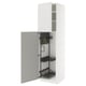 Белый кухонный шкаф METOD, серый салон, выдвижные полки.