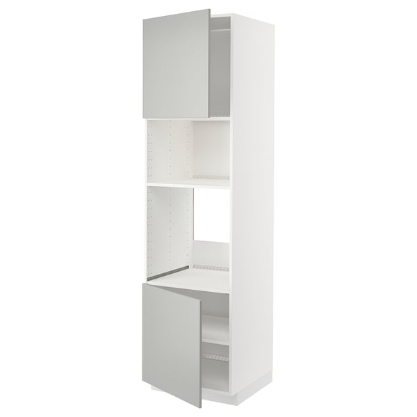 Ikea METOD белый высокий кухонный шкаф с открытыми дверцами.