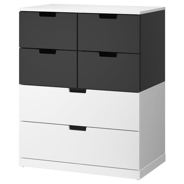Бело-серый комод NORDLI с 4 элегантными ящиками.