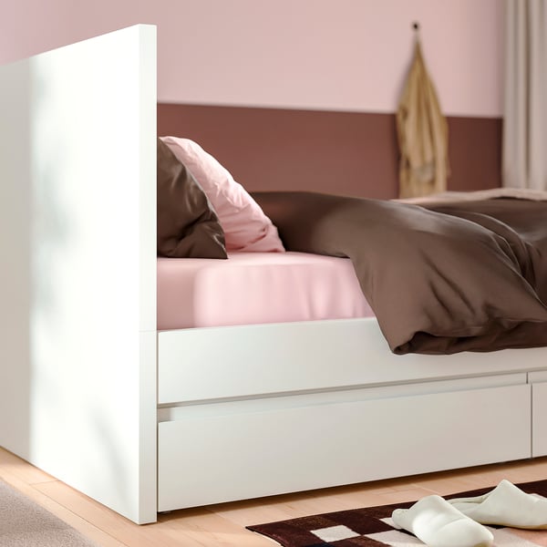 STORKLINTA Каркас кровати с 2 ящиками, белый, 160x200 см