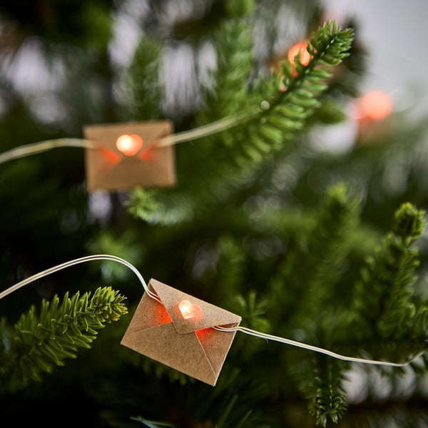 STRÅLA LED гирлянда, конверт с батарейным питанием/красный, 2.80 м