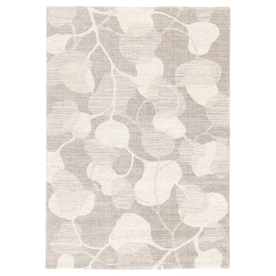 ÄLSKEGRAS سجادة، وبر قصير, رمادي بيج/نقش ورقة, 160x230 سم