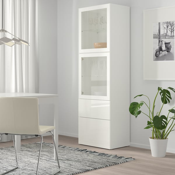 BESTÅ هيكل, أبيض, 60x40x192 سم
