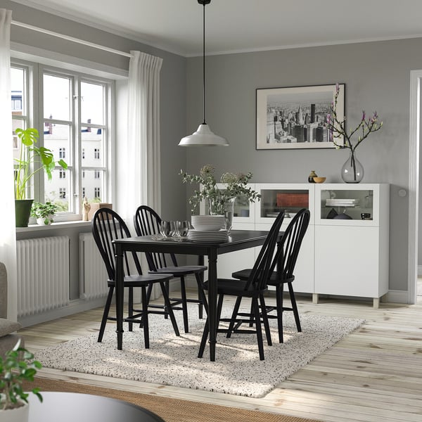 DANDERYD / SKOGSTA طاولة و 4 كراسي, أسود/أسود, 130 سم