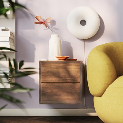 EKET خزانة حائط مع درجين, بني شكل خشب الجوز, ‎35x35x35 سم‏