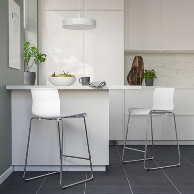 GLENN مقعد مرتفع, مرتفع/مرتفعة أبيض/طلاء كروم, 66 سم