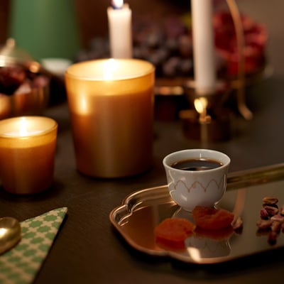 GOKVÄLLÅ فنجان قهوة, نقش/أبيض, 6 سل