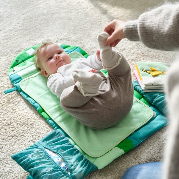 GRÖNFINK لبادة للعناية بالطفل, قابل للطي/أخضر, 70x35 سم