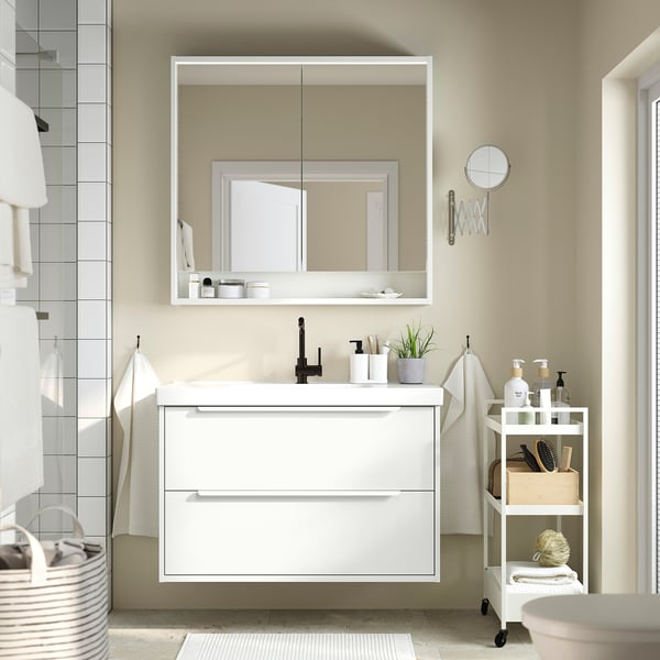 HAVBÄCK خزانة حوض مع أدراج, أبيض, 100x48x63 سم