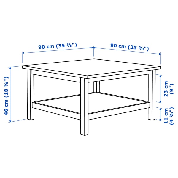 HEMNES طاولة قهوة, أبيض/بني فاتح, 90x90 سم