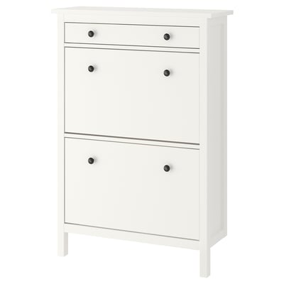 HEMNES خزانة أحذية بمقصورتين, أبيض, ‎89x30x127 سم‏