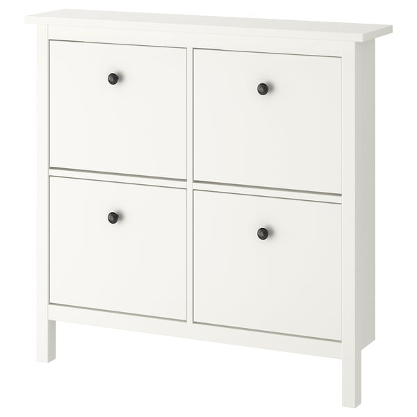 HEMNES خزانة أحذية بـ 4 حجيرات, أبيض, 107x22x101 سم