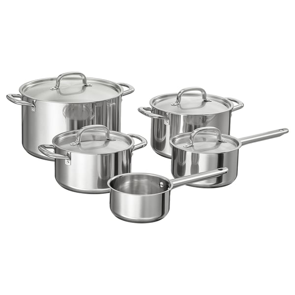 IKEA 365+ طقم أواني طهي 9 قطع, ستينلس ستيل