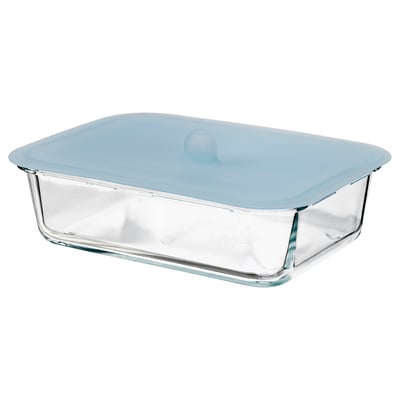 IKEA 365+ حافظة طعام بغطاء, مستطيل زجاج/سليكون, 1.0 ل