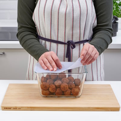 IKEA 365+ حافظة طعام بغطاء, مستطيل زجاج/سليكون, 1.8 ل
