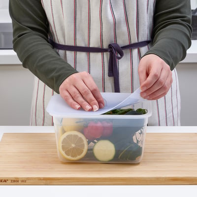 IKEA 365+ حافظة طعام بغطاء, مستطيل بلاستيك/سليكون, 2.0 ل