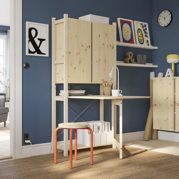 IVAR قسم واحد/وحدة تخزين وطاولة تطوى, صنوبر, 89x30x179 سم