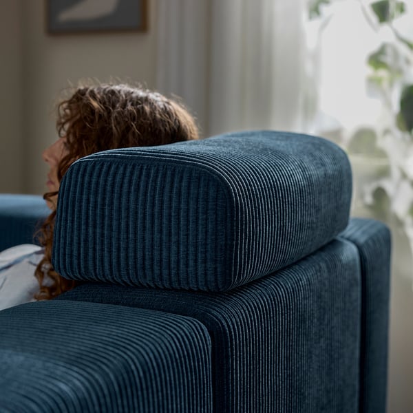 JÄTTEBO وحدة كنب بمقعدين, مع مسند للرأس/Samsala أزرق غامق
