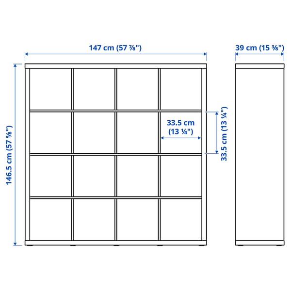 KALLAX وحدة أرفف مع 4 تركيبات داخلية, أبيض, 147x147 سم