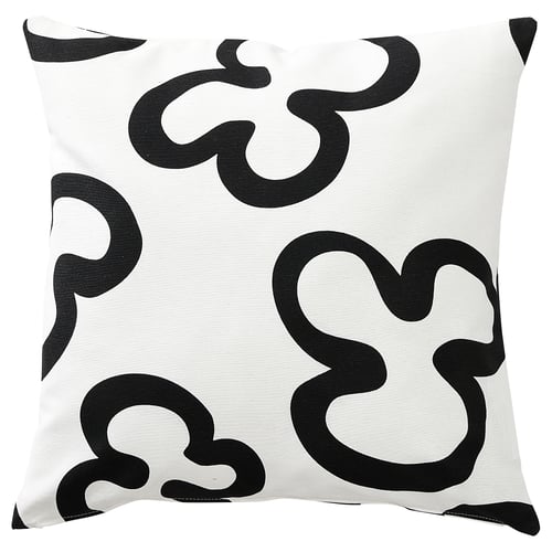 KLIPPBRÄCKA غطاء وسادة, أبيض/أسود, 50x50 سم
