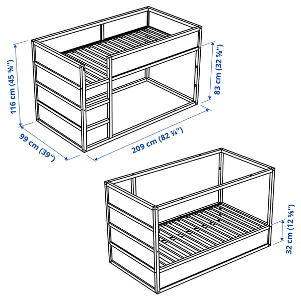 KURA سرير قابل للعكس, أبيض/صنوبر, 90x200 سم