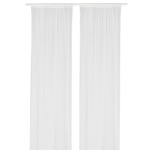 LILL زوج ستائر شبكية, أبيض/مع جيب عصا, 280x300 سم