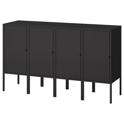 LIXHULT تشكيلة تخزين, فحمي, 140x35x82 سم