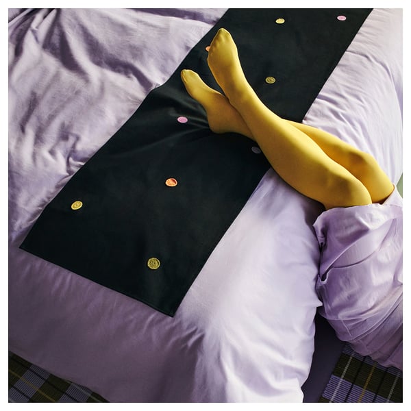 MÄVINN غطاء سرير, منقط. أسود, 45x180 سم