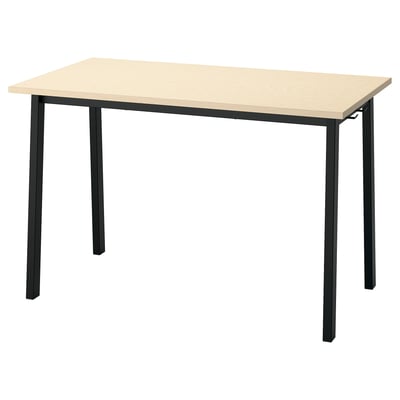 MITTZON طاولة مؤتمرات, قشرة بتولا/أسود, ‎120x68x75 سم‏