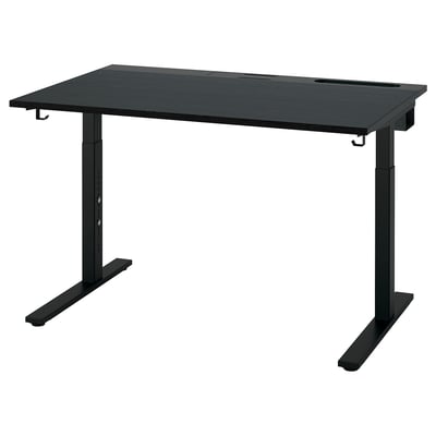 MITTZON مكتب, أسود قشرة خشب غبيراء الحابلين/أسود, ‎120x80 سم‏