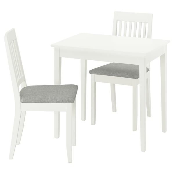 NÄSINGE / NÄSINGE طاولة وكرسيان, أبيض/أبيض Tibbleby رمادي-بيج, 80x60 سم