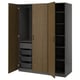 PAX / TONSTAD تشكيلة خزانة ملابس., رمادي غامق/بني قشرة سنديان مصبوغ, ‎150x60x201 سم‏
