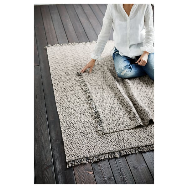 RÖRKÄR سجادة، غزل مسطح, أسود/طبيعي, 80x150 سم