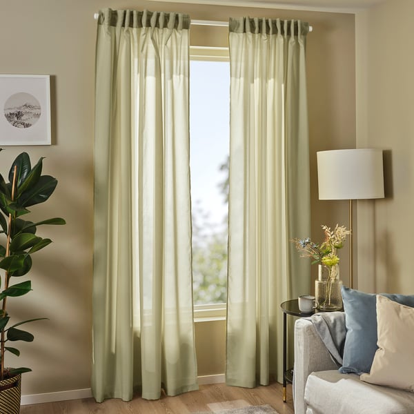 ROSENROBINIA زوج ستائر شفافة, أخضر زيتوني فاتح, 145x300 سم