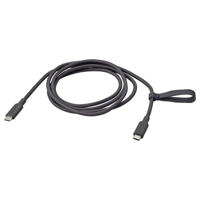 RUNDHULT كابل شحن USB-C إلى USB-C, رمادي غامق, ‎1.5 م/100 واط‏