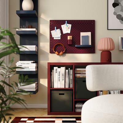 SKÅDIS لوح تعليق, ثنائي الجانب./رمادي غامق-أزرق أحمر أرجواني غامق, ‎76x56 سم‏