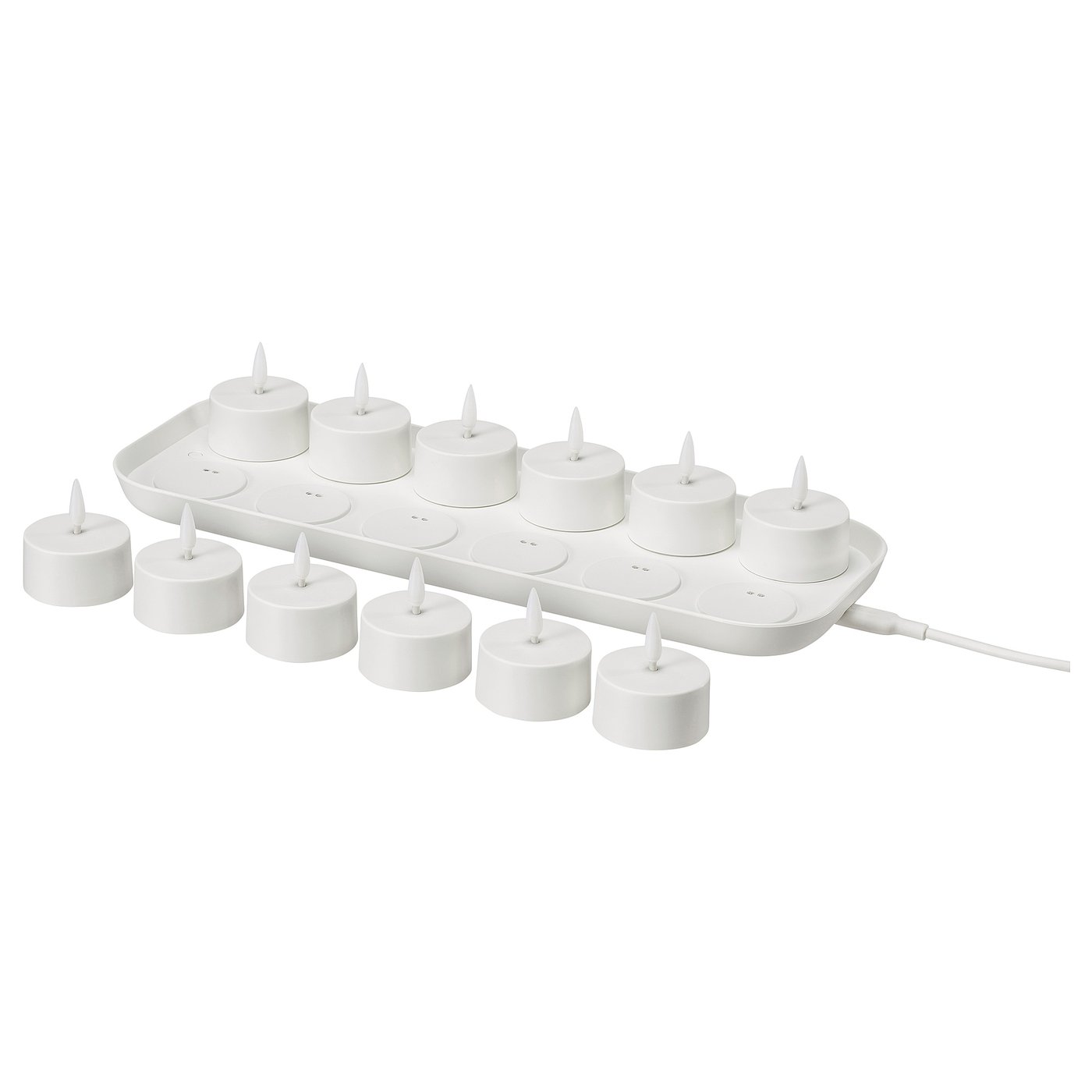 SKATGÅS شموع صغيرة ليد, مع قاعدة شحن أبيض