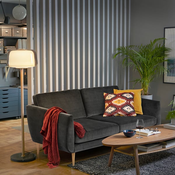 SMEDSTORP كنبة 3 مقاعد, Djuparp/رمادي غامق سنديان