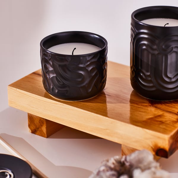 SÖTRÖNN شمعة معطرة في برطمان خزفي, شاي الماتشا والزنجبيل/أسود, 25 س